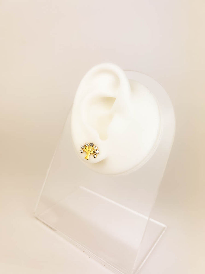 Tree Earring 18K gold jewelry gift symbolizing vitality and beauty