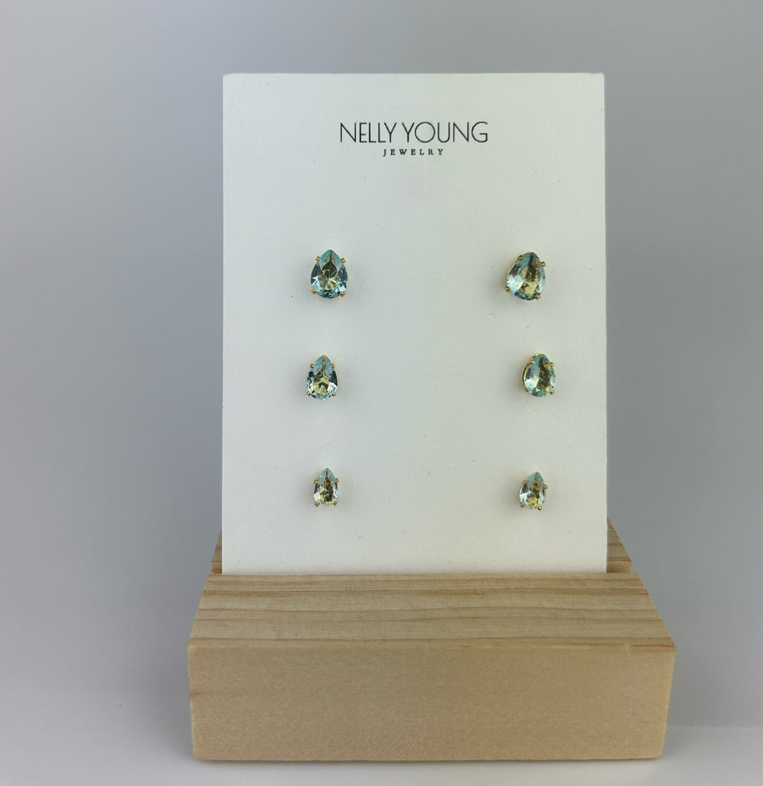 Earring Drop 18K gold-plated with crystal stones for elegant everyday wear