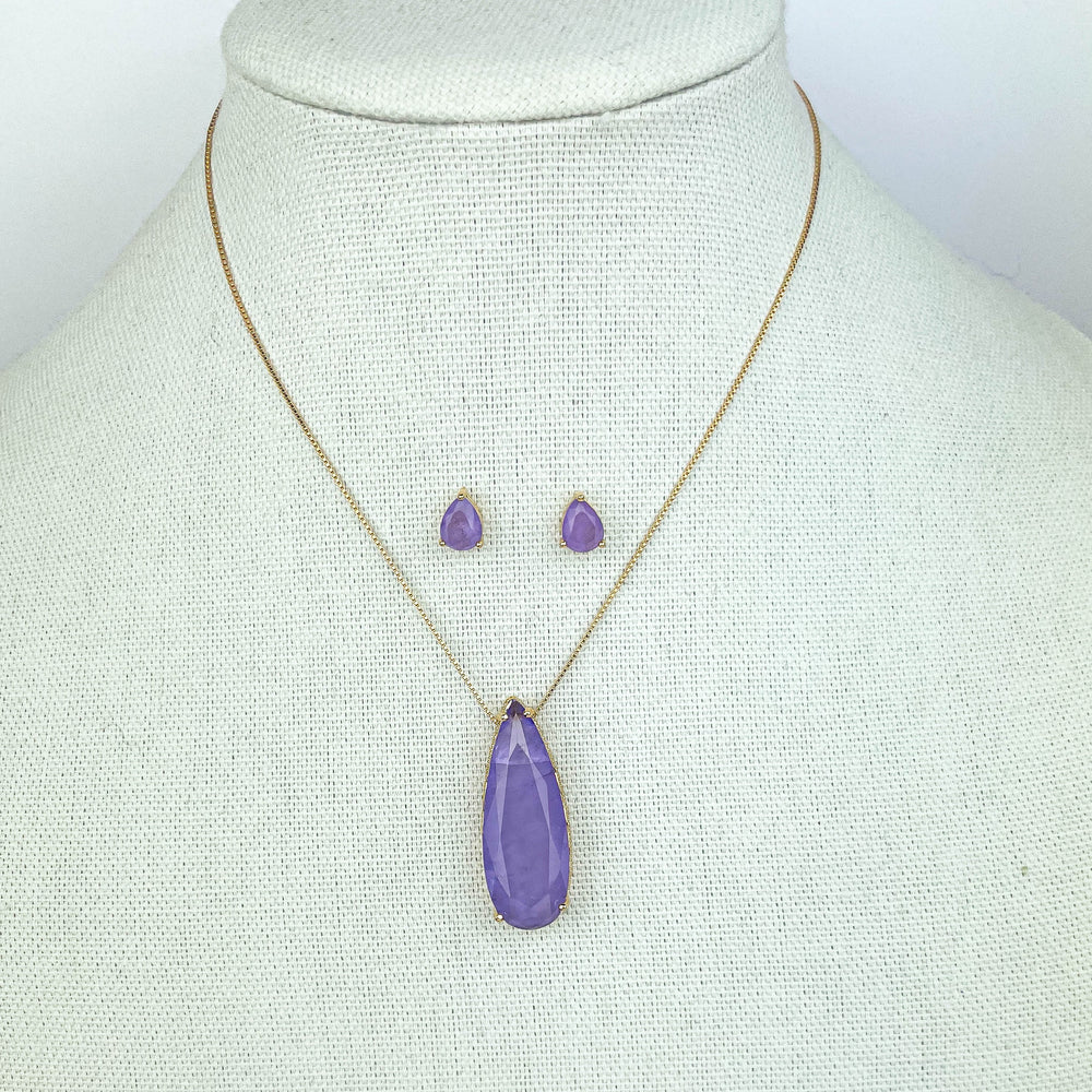 Water Drop Fusion Necklace set with matching stud earrings for gifting and style