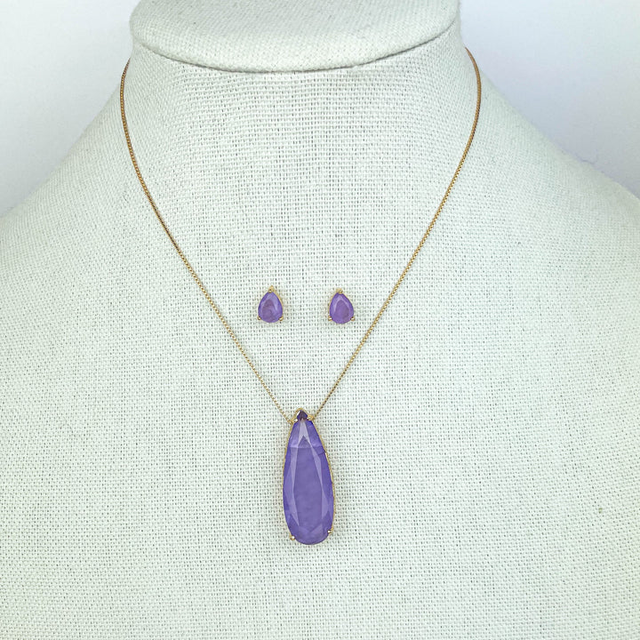 Water Drop Fusion Necklace set with matching stud earrings for gifting and style