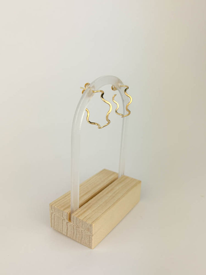 Wave Hoop Earring gold-plated hoops with ripple-inspired shine for evening outfits