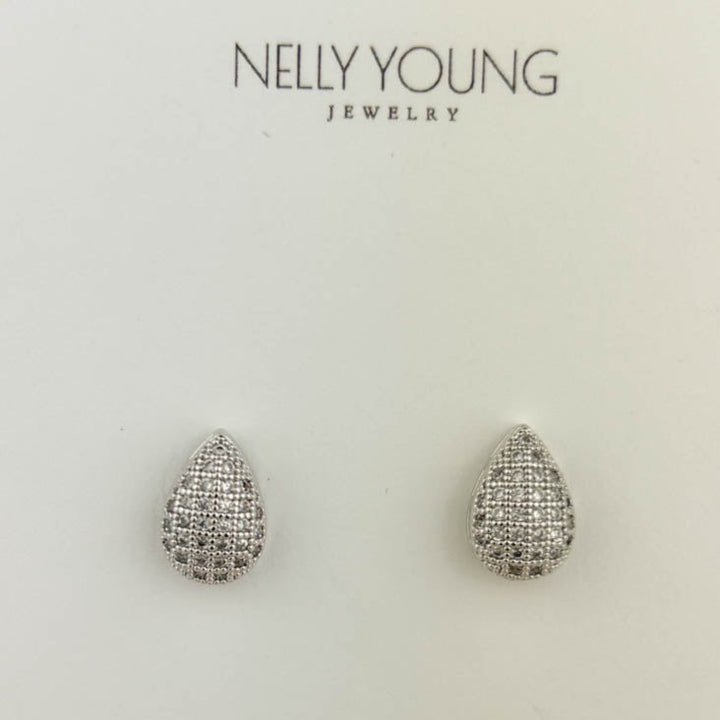 White rhodium small drop earring with zircon sparkle for day to night style