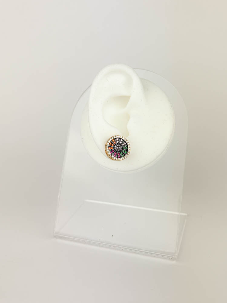 Lightweight zircon stud earrings gold-plated with multicolor shine for women